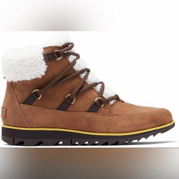 Sorel Harlow Lace Cozy Boot Waterproof Suede Ankle Bootie Women’s Brown Size 10 - Picture 2 of 14